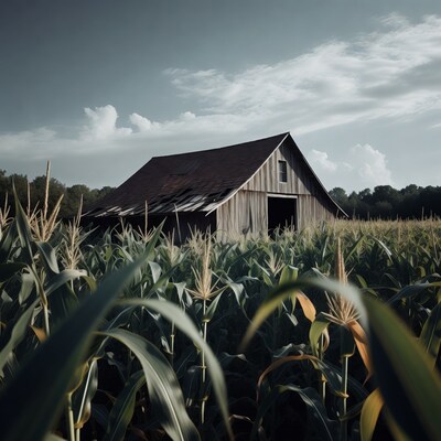 Old Barn in Corn Field