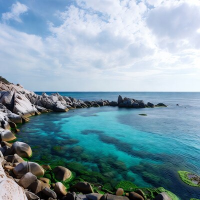 Turquoise Lagoon with Granite Rocks