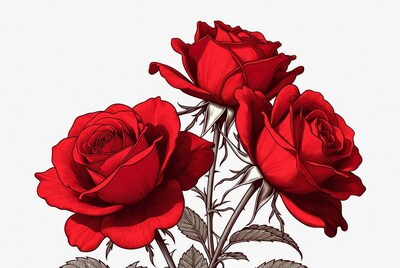 Three Red Roses Illustration