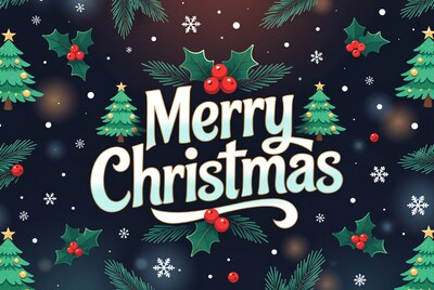 Merry Christmas illustration with trees