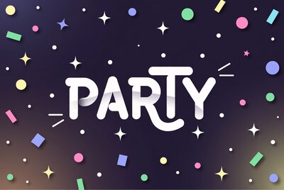 Party Text with Confetti