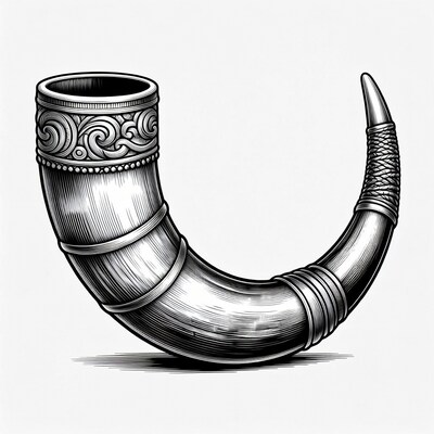 Ornate Viking Drinking Horn