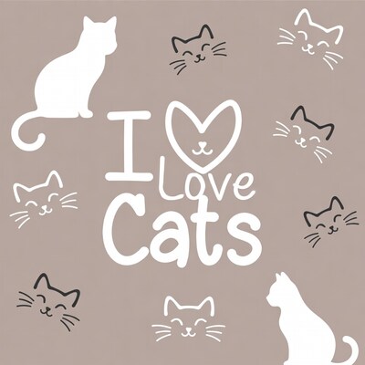 I Love Cats Illustration