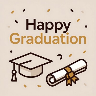 Happy Graduation illustration with cap and diploma