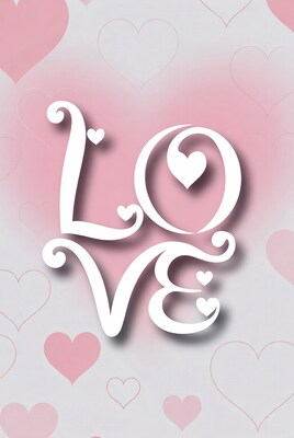 LOVE Text with Pink Hearts