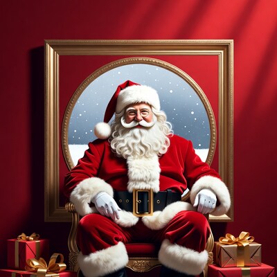 Santa Claus in gold frame portrait