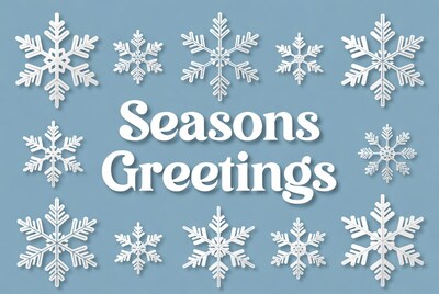 Seasons Greetings with Snowflakes