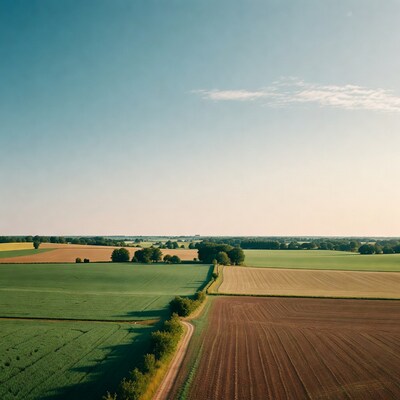 Aerial view of colorful farmland fields