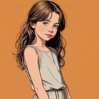 Girl with brown hair blue eyes