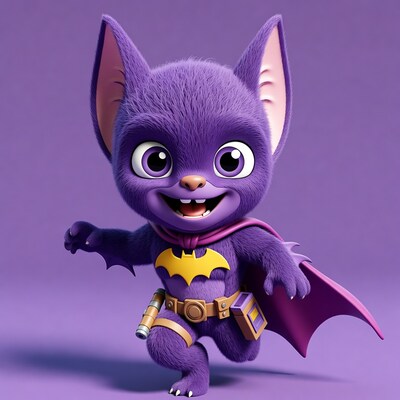 Cute Purple Bat Superhero Illustration