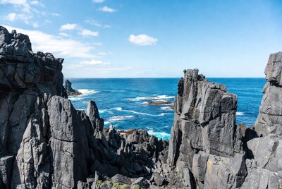 Rugged Sea Cliffs Over Blue Ocean