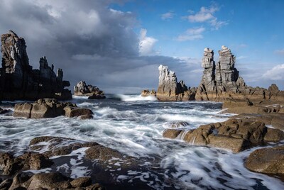 Dramatic Sea Stacks with Crashing Waves