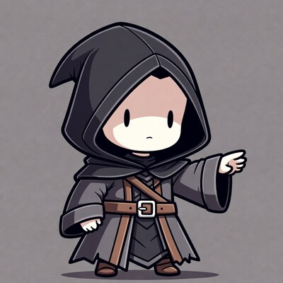 Chibi wizard boy pointing finger