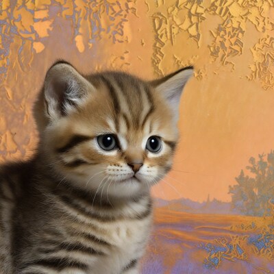 Cute tabby kitten with blue eyes