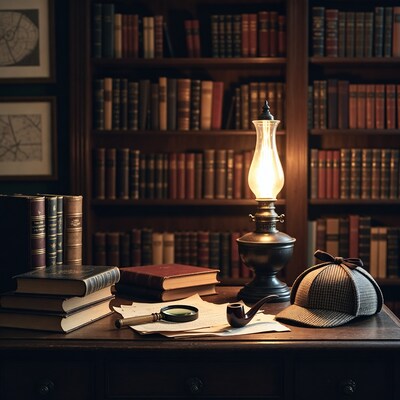 Sherlock Holmes Desk with Magnifying Glass