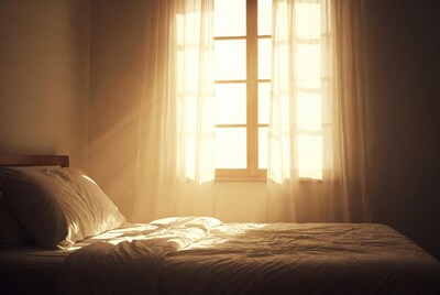 Bedroom with Sunlit Bed and Window