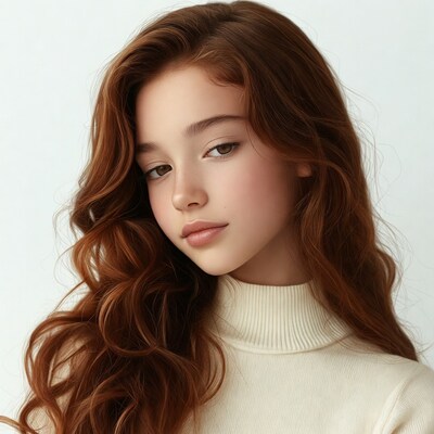 Girl with long wavy red hair