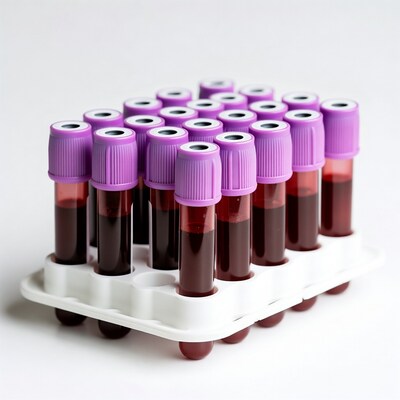 Blood sample tubes in rack