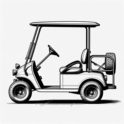 Golf cart side view illustration