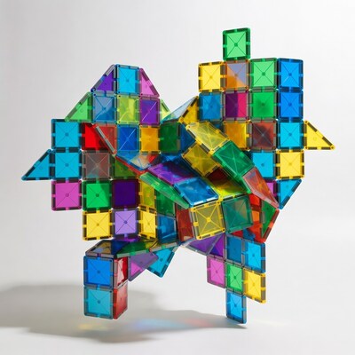 Colorful Magna-Tiles Abstract Sculpture