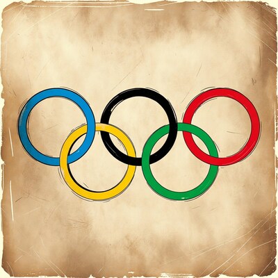 Olympic Rings on Parchment Background