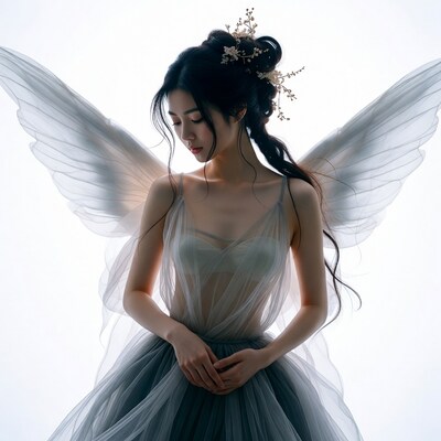 Asian woman with fairy wings