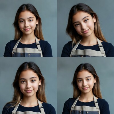 Asian girl in apron smiling