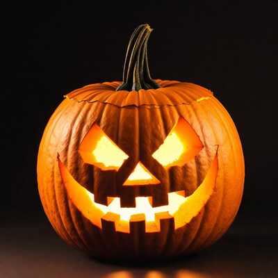 Lit Jack-o-Lantern Pumpkin