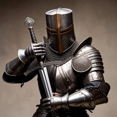 Medieval knight holding sword