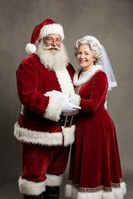 Santa Claus and Mrs Claus embracing
