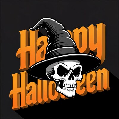 Witch Skull Happy Halloween Illustration