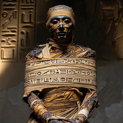 Ancient Egyptian Mummy Wrapped in Bandages