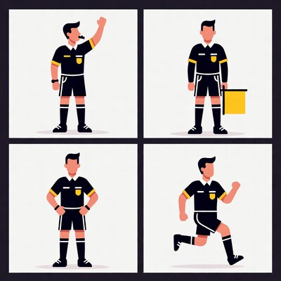 Soccer referee poses illustration