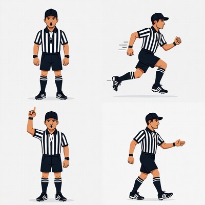Soccer referee illustration poses