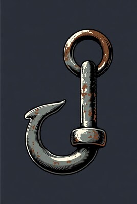 Rusty anchor hook illustration