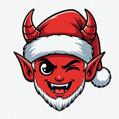 Cartoon Devil Wearing Santa Hat