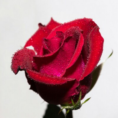 Red Rose with Dew Drops