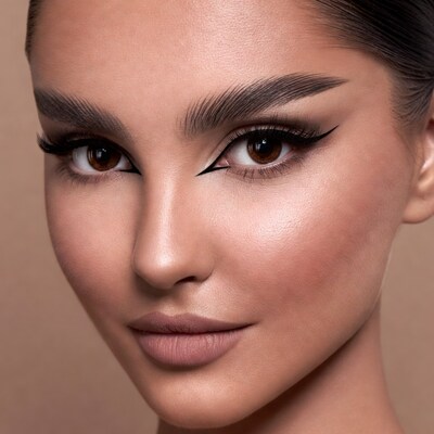 Woman with dramatic eyeliner makeup