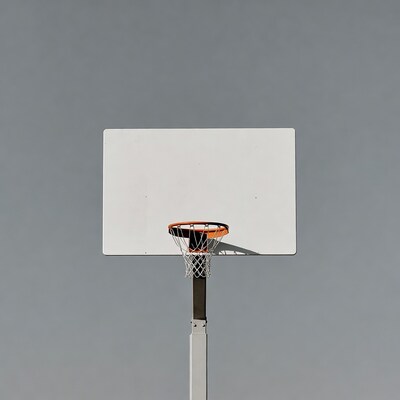 Basketball hoop on gray background