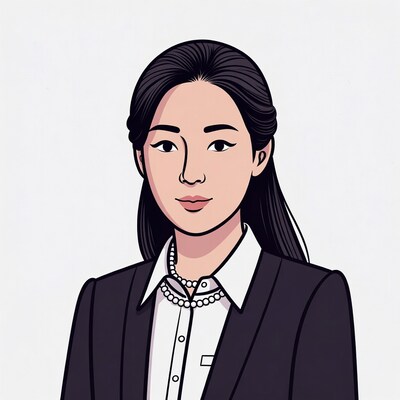 Asian woman in black suit illustration
