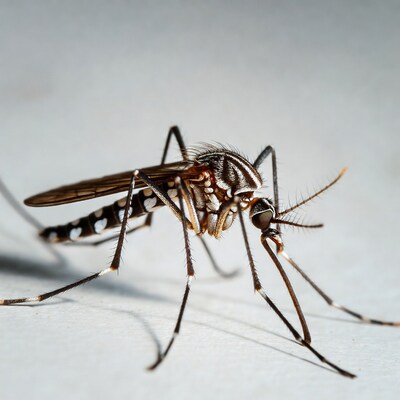 Closeup of striped mosquito