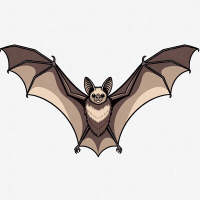 Cartoon bat with wings spread