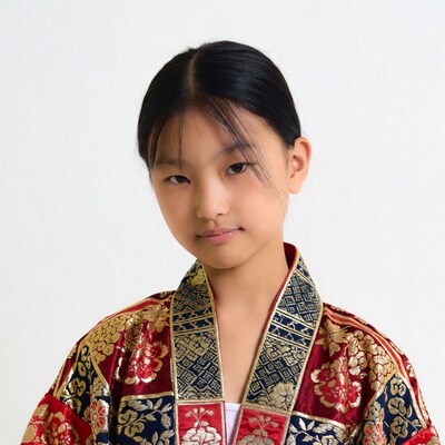 Asian girl in red kimono