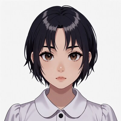 Anime girl with short black hair