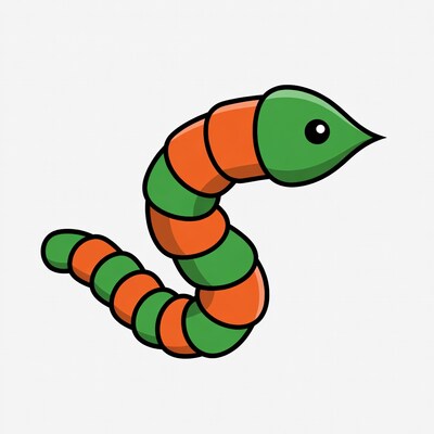 Green and orange cartoon worm