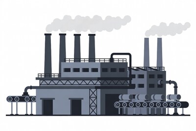 Industrial Factory with Smokestacks