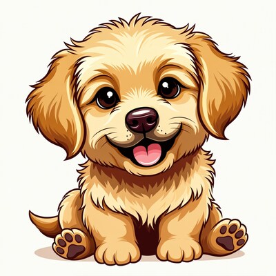 Cute Golden Retriever Puppy Illustration