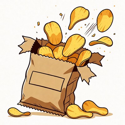 Potato Chips Exploding from Bag