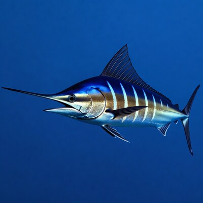 Blue marlin swimming underwater