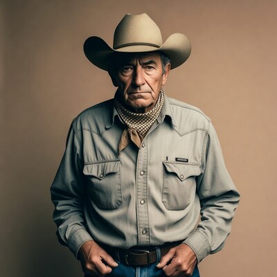 Older cowboy man in hat and shirt